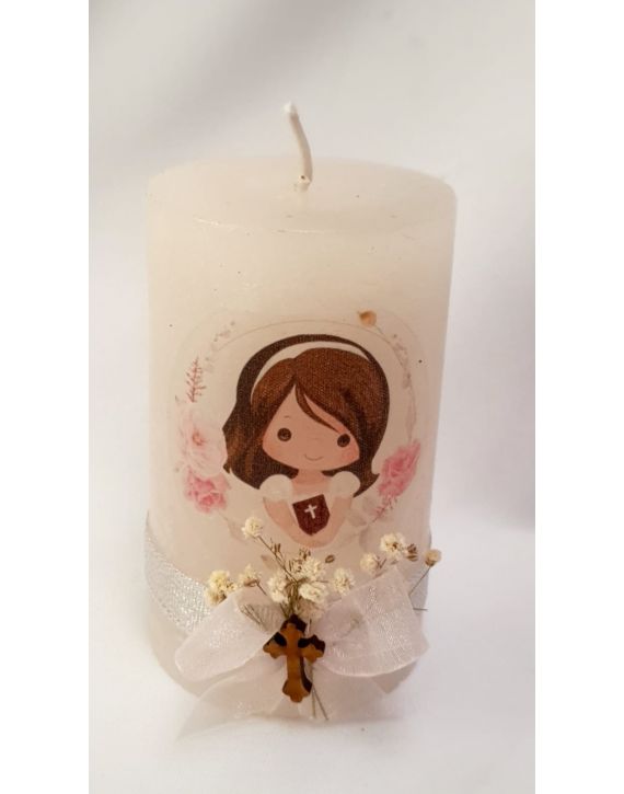 Vela para Primera Comunión decorada
