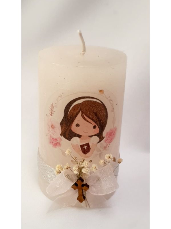 Vela para Primera Comunión decorada